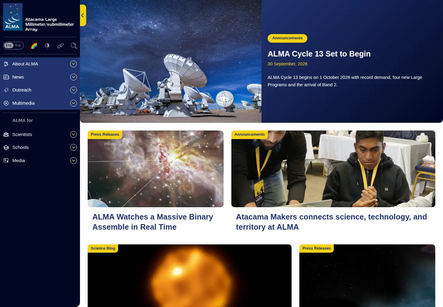 Screenshot of almaobservatory.org