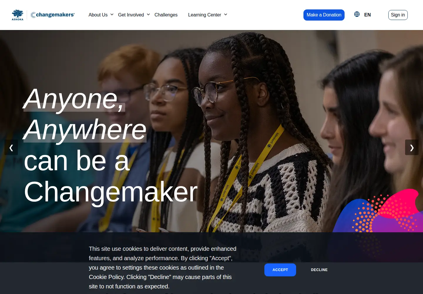 Screenshot of changemakers.com