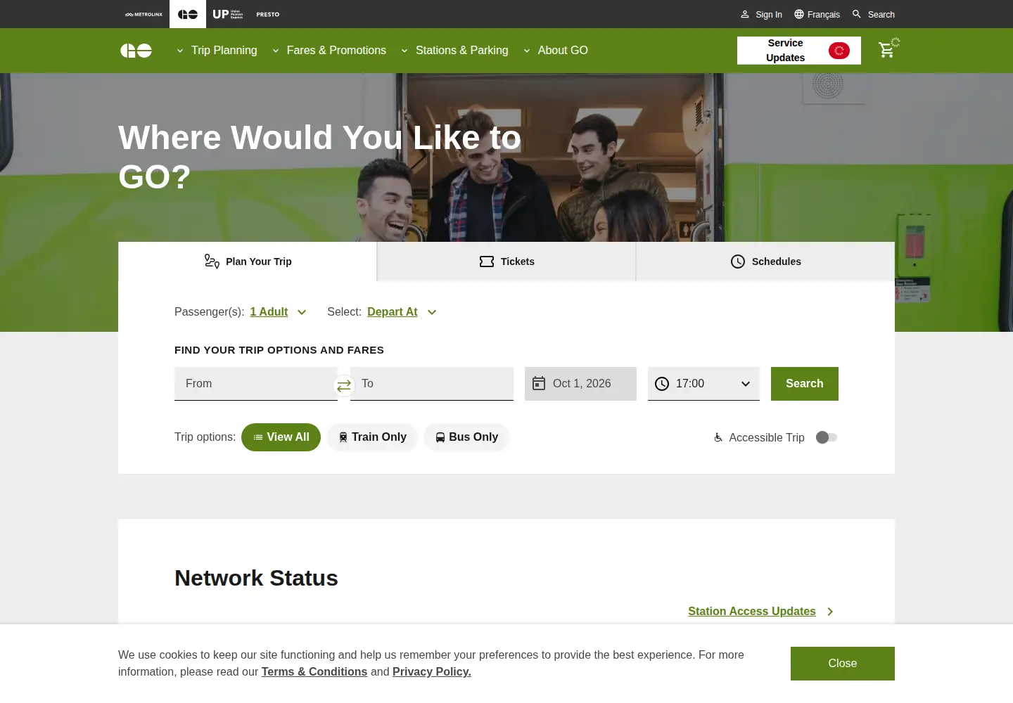 Screenshot of gotransit.com