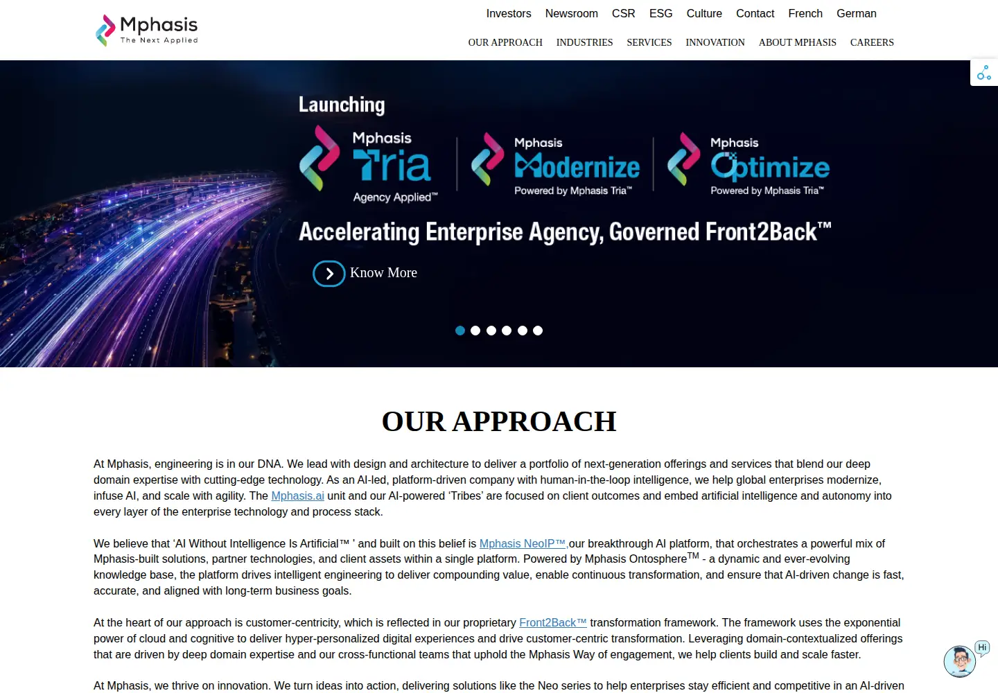 Screenshot of mphasis.com