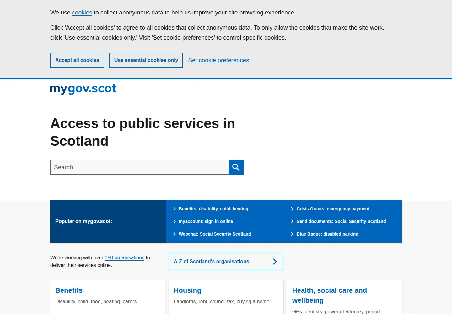 Screenshot of mygov.scot