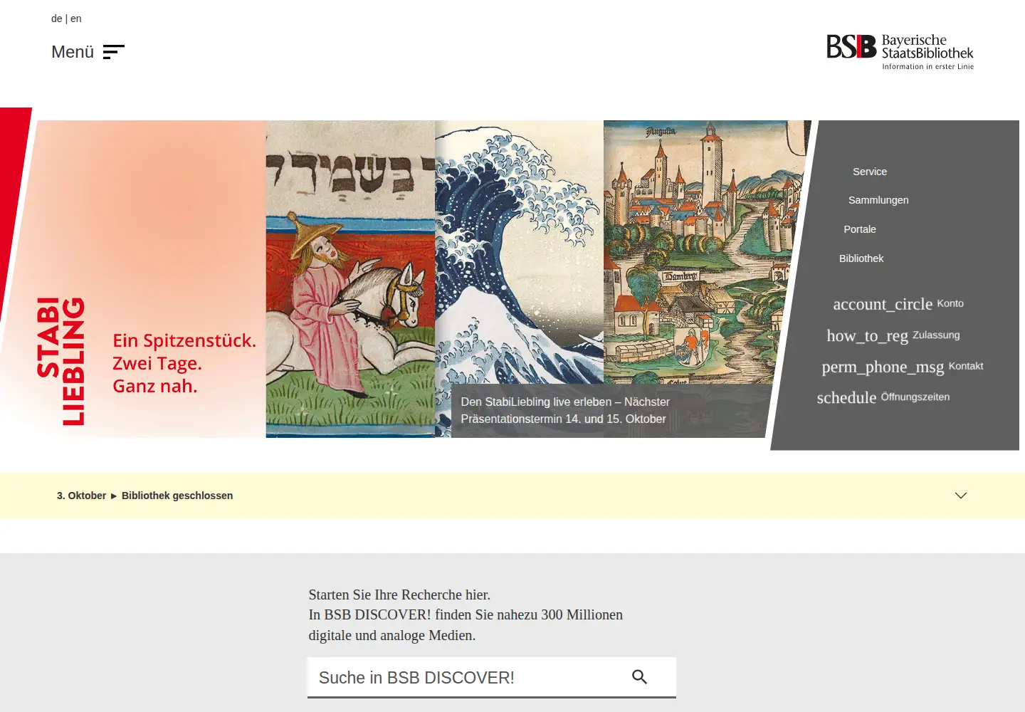 Screenshot of bsb-muenchen.de
