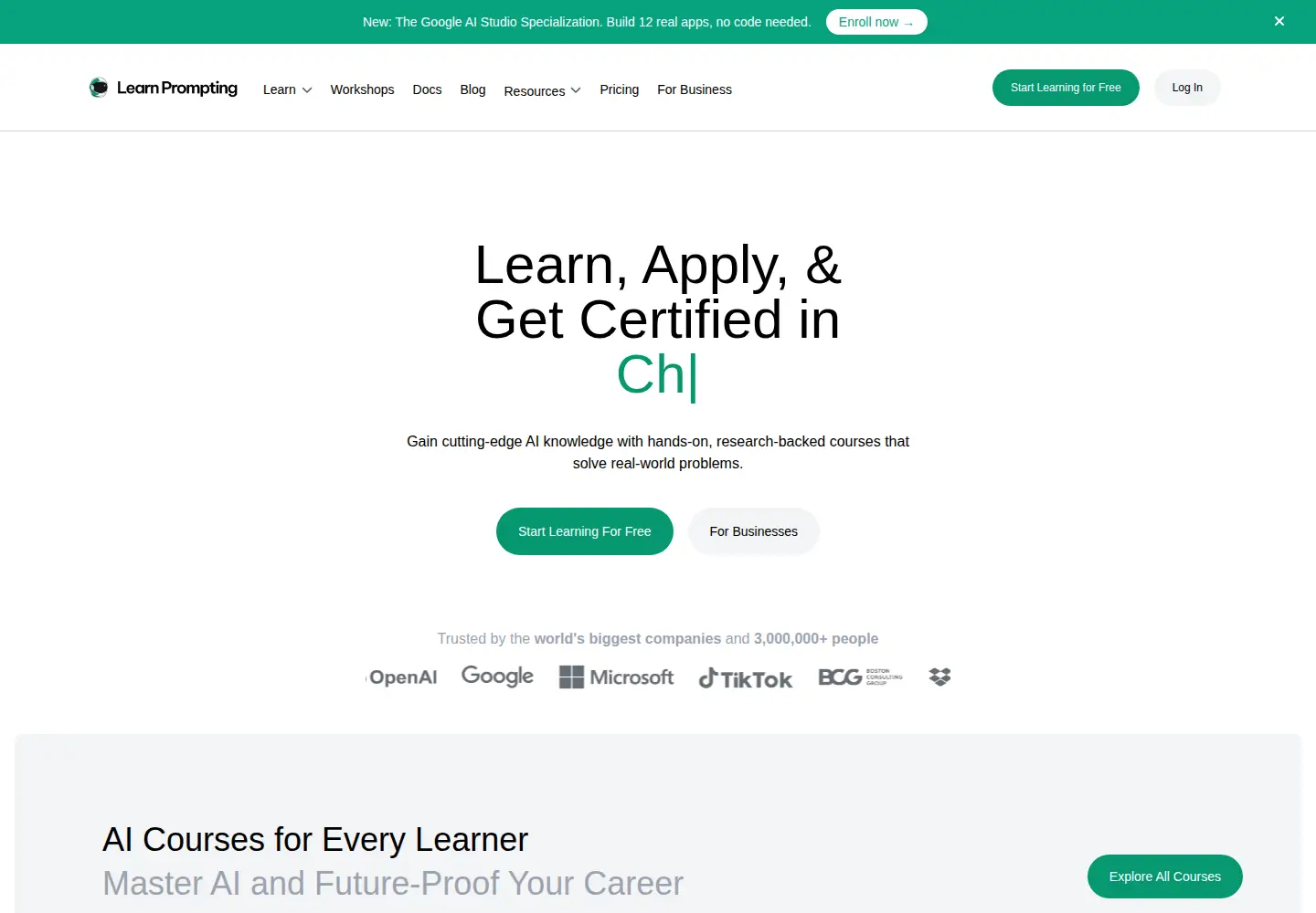 Screenshot of learnprompting.org