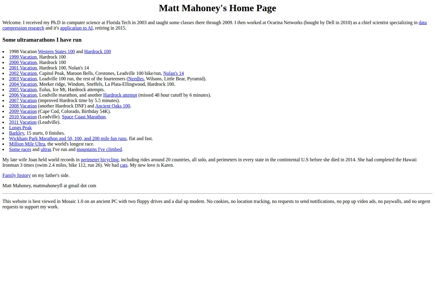 Screenshot of mattmahoney.net