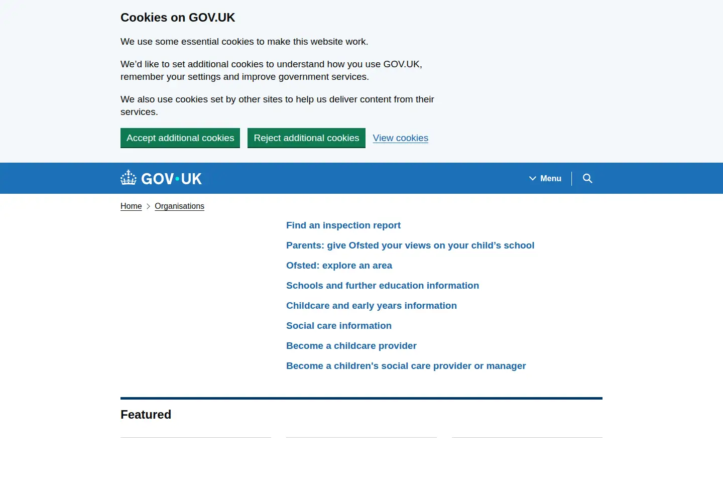 Screenshot of ofsted.gov.uk