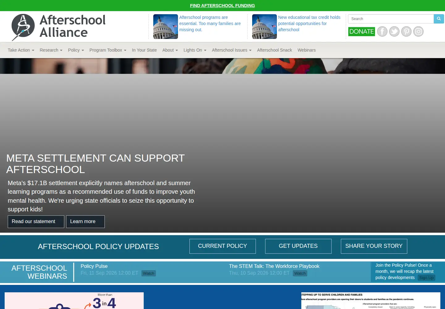 Screenshot of afterschoolalliance.org