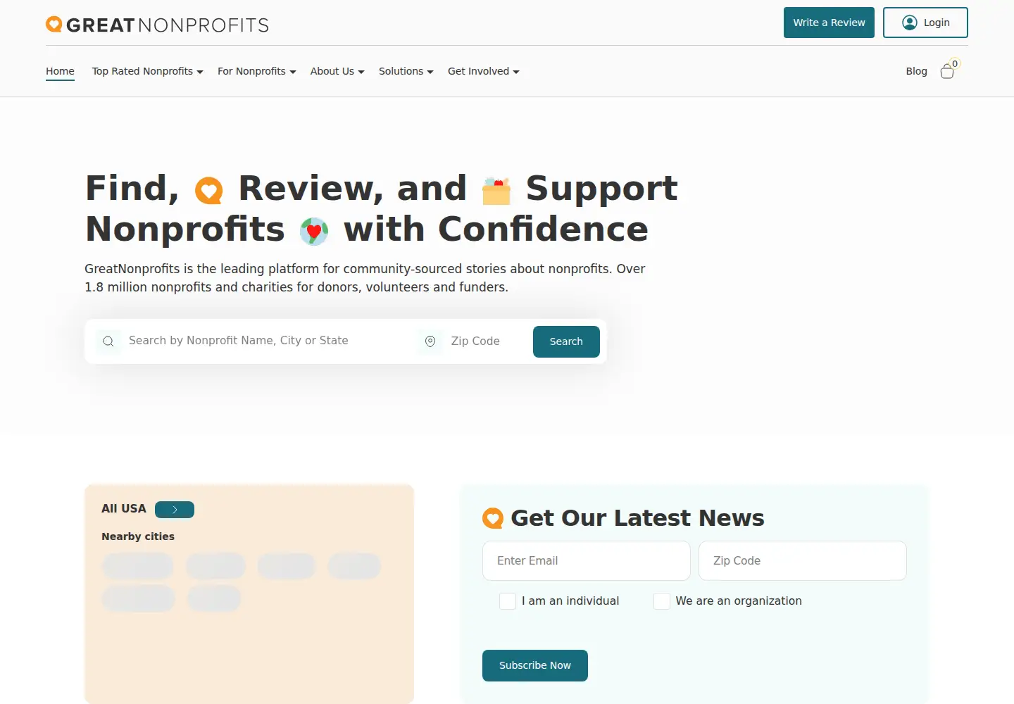 Screenshot of greatnonprofits.org