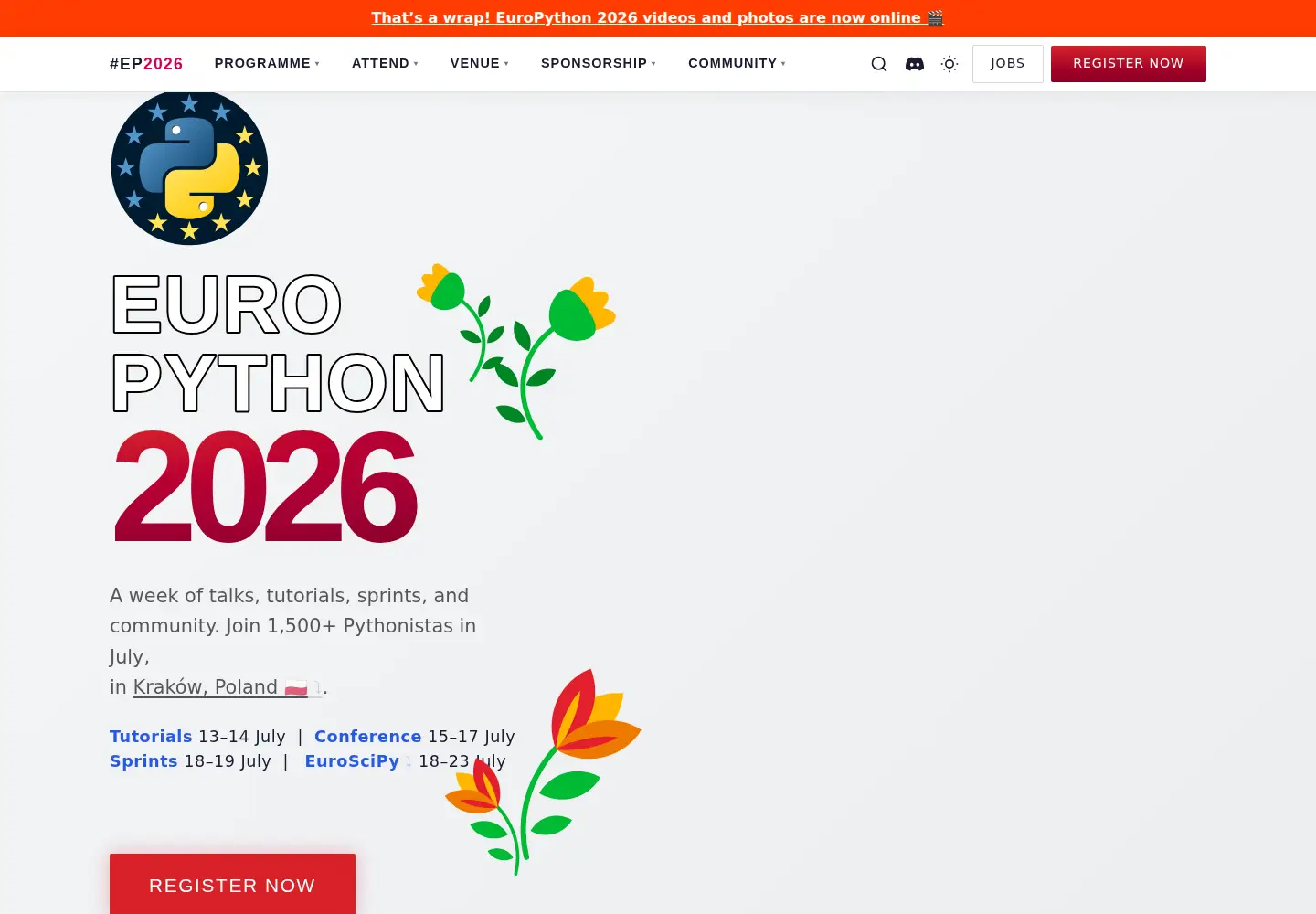 Screenshot of europython.eu