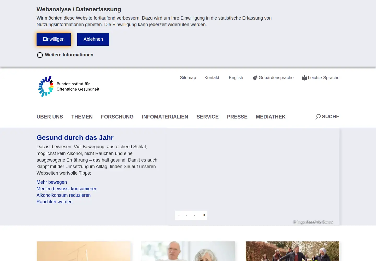 Screenshot of bzga.de