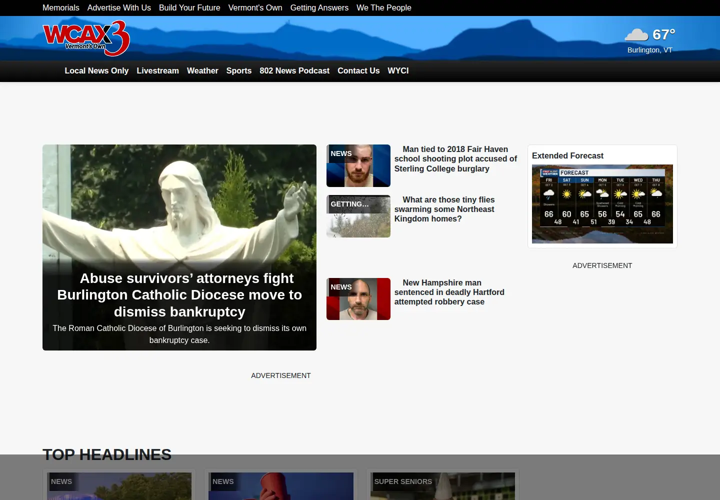 Screenshot of wcax.com