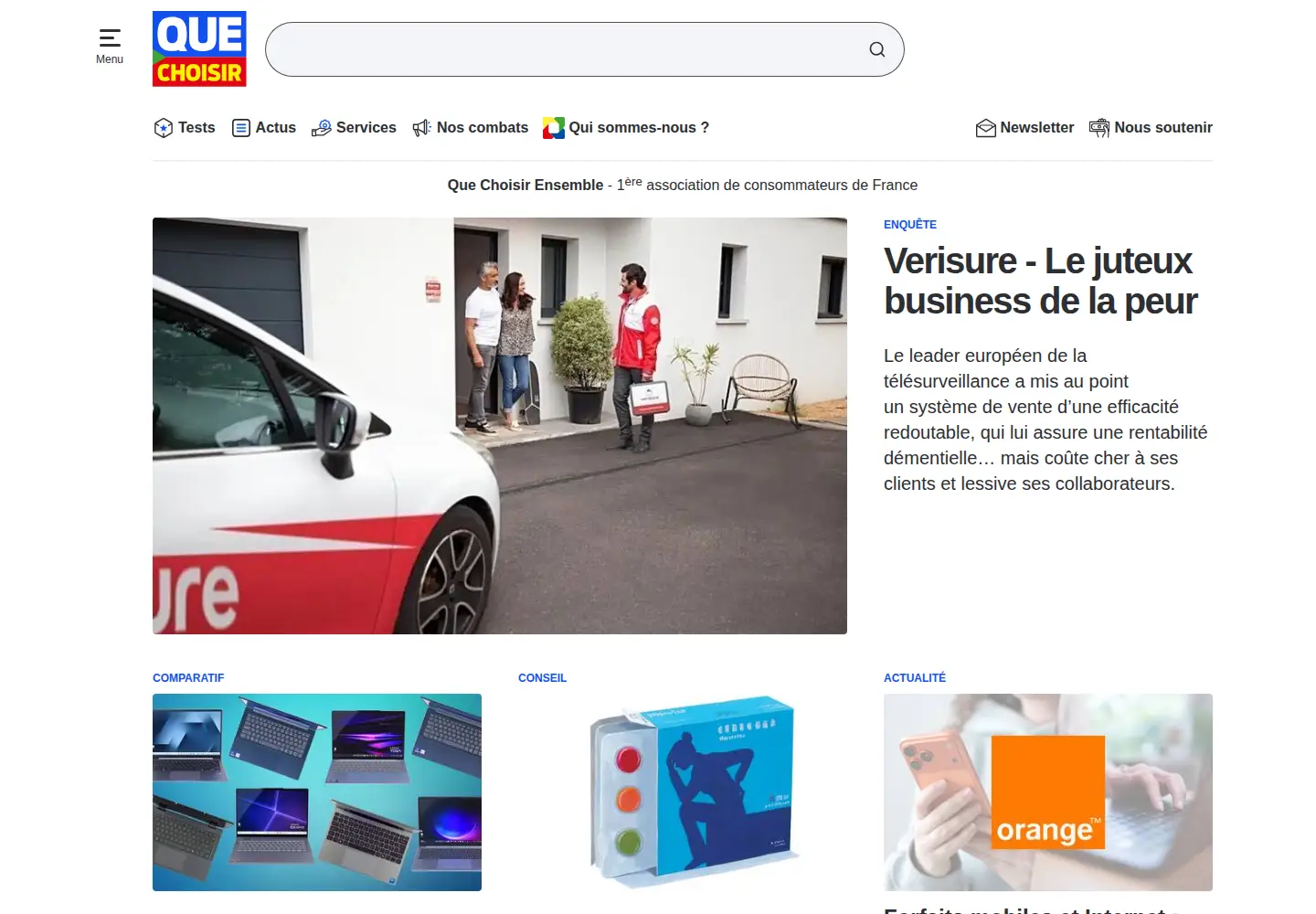 Screenshot of quechoisir.org