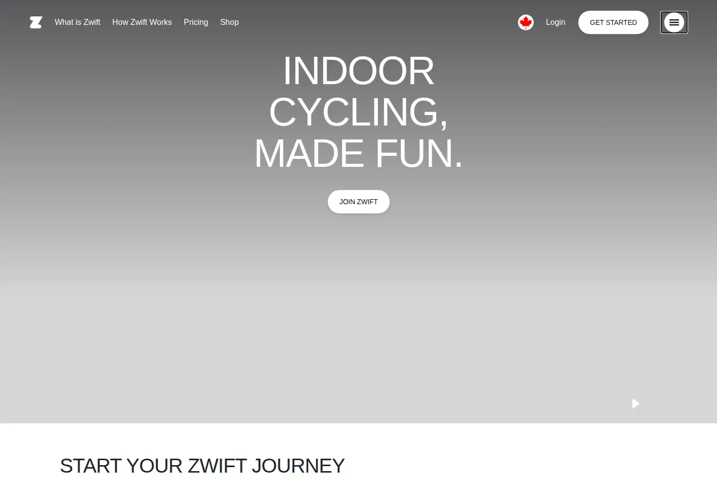 Screenshot of zwift.com