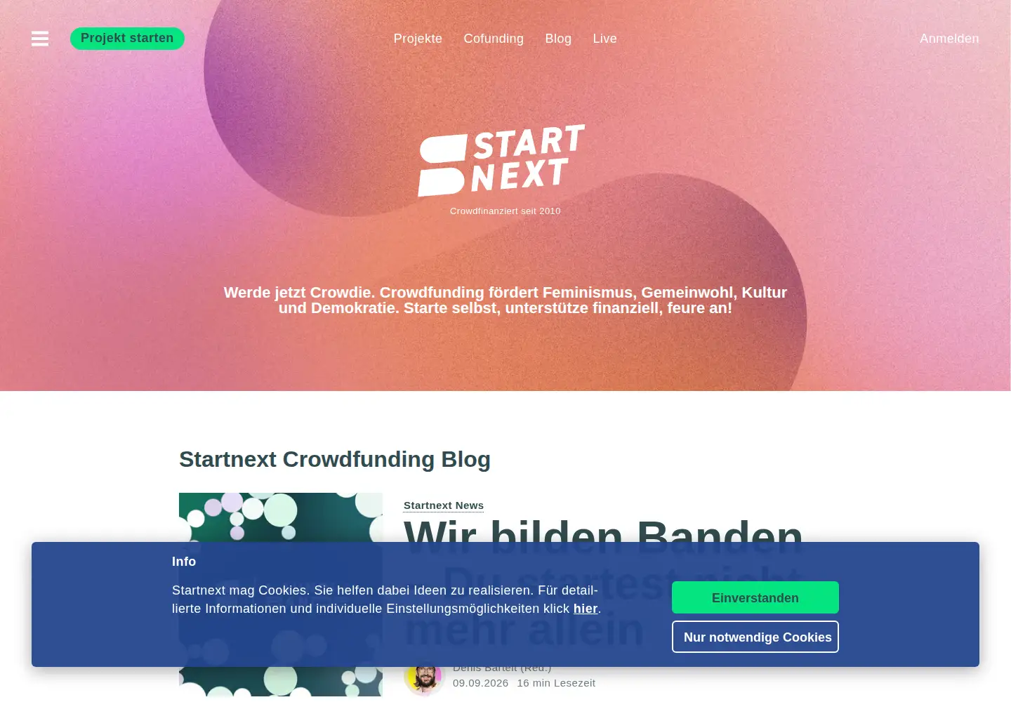 Screenshot of startnext.com