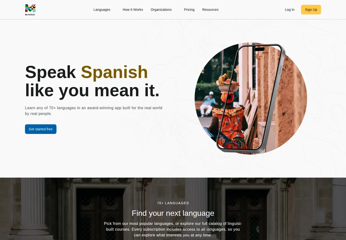 Screenshot of mangolanguages.com