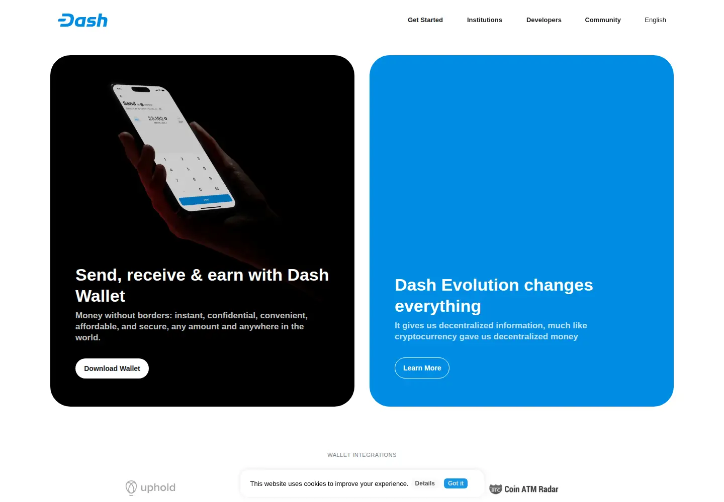 Screenshot of dash.org