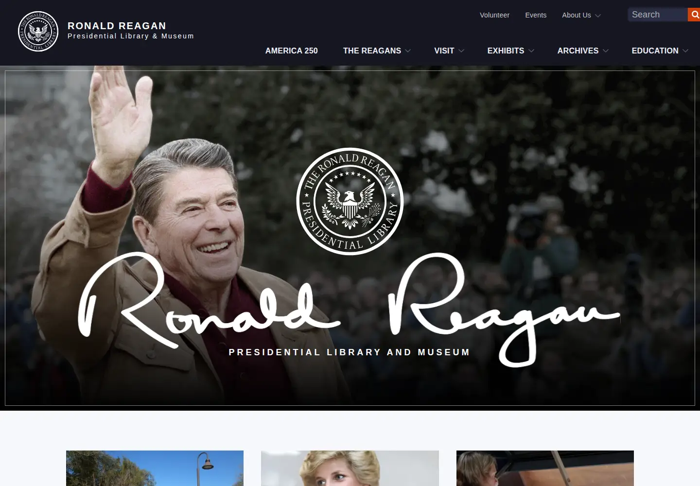 Screenshot of reaganlibrary.gov