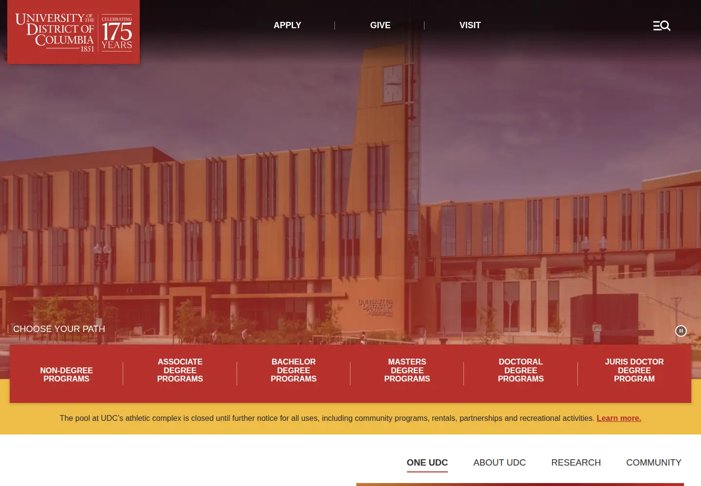 Screenshot of udc.edu
