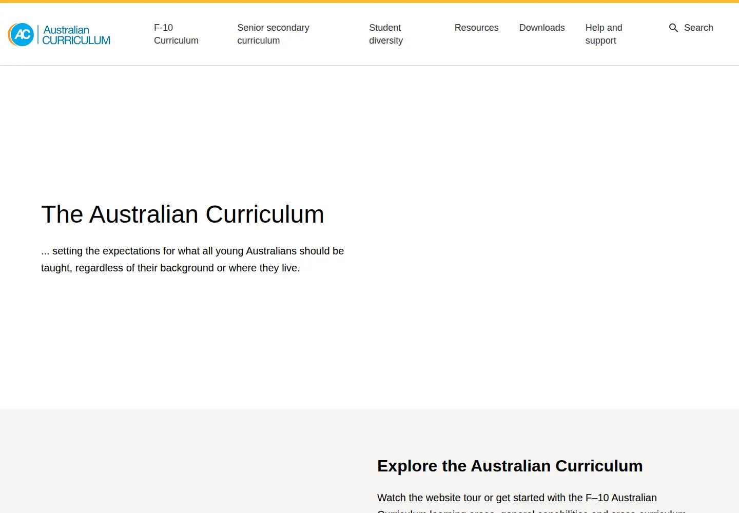 Screenshot of australiancurriculum.edu.au