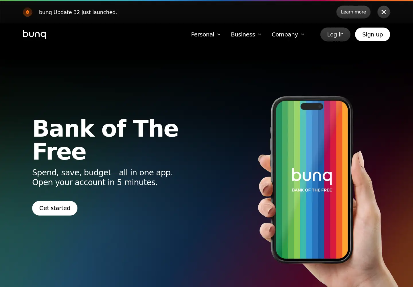 Screenshot of bunq.com