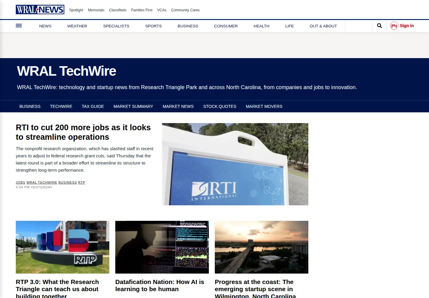Screenshot of wraltechwire.com
