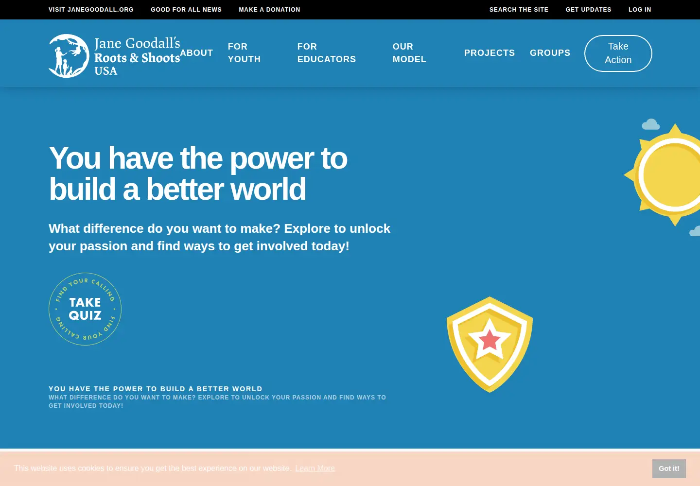 Screenshot of rootsandshoots.org