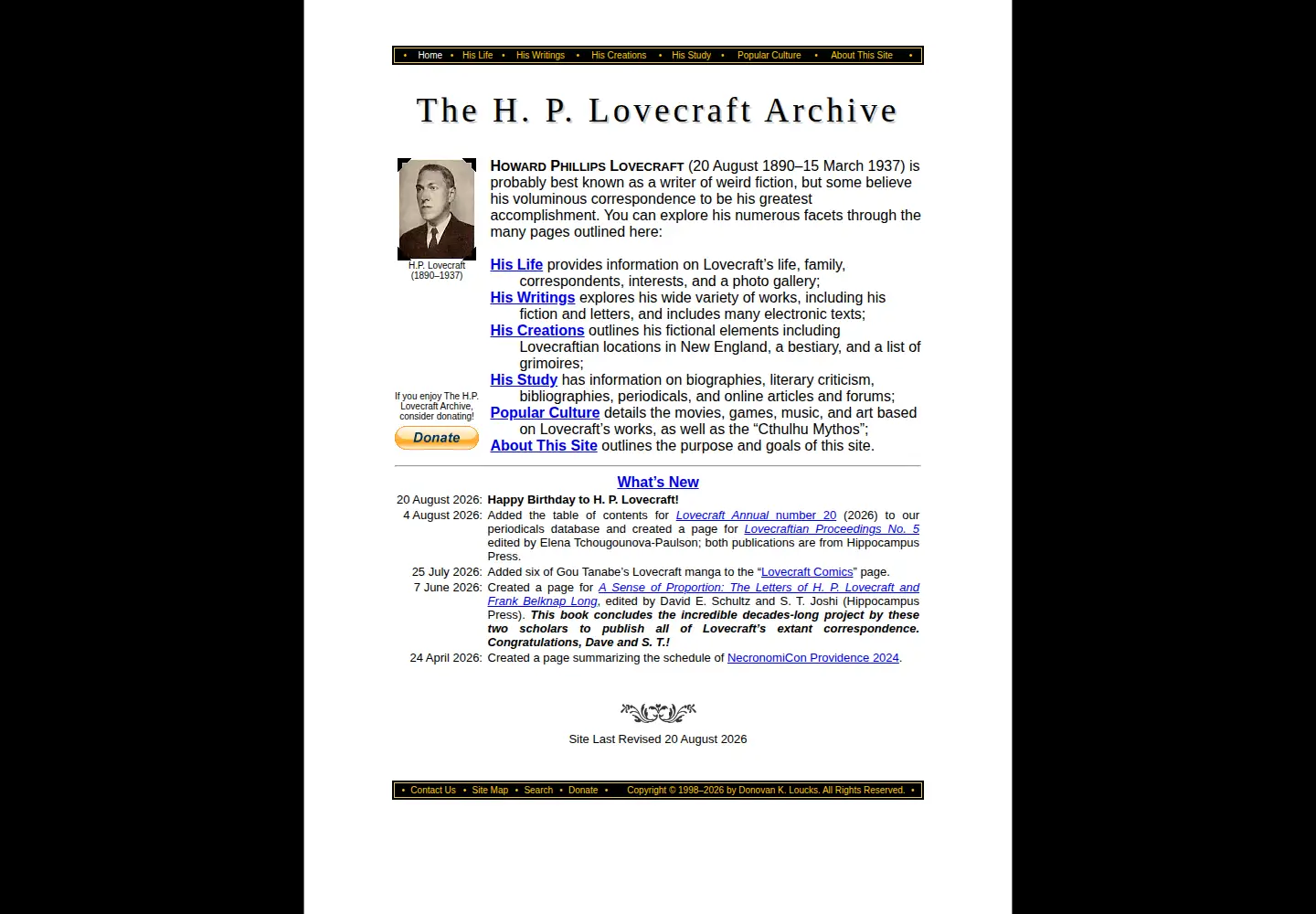 Screenshot of hplovecraft.com