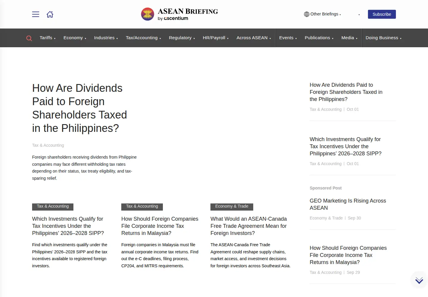 Screenshot of aseanbriefing.com
