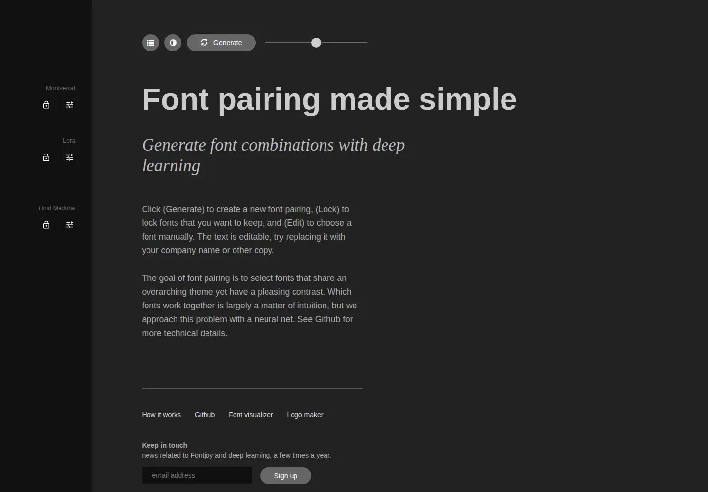 Screenshot of fontjoy.com