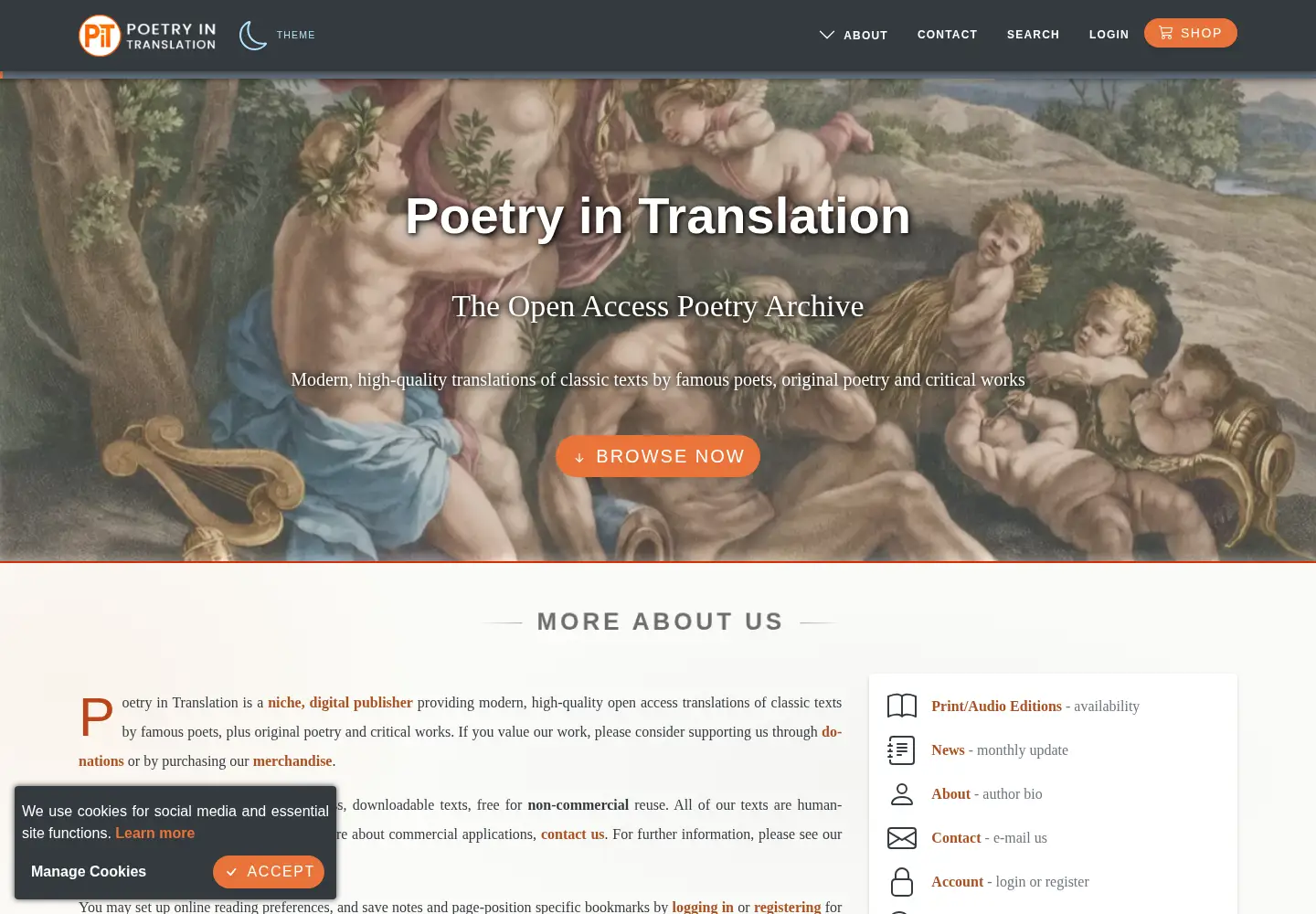 Screenshot of poetryintranslation.com