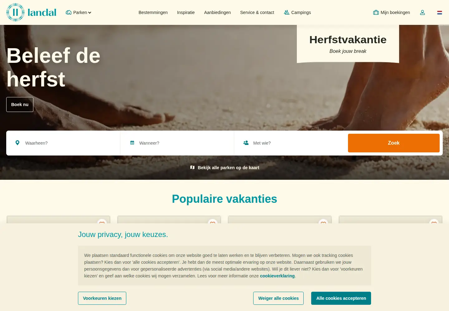 Screenshot of landal.nl