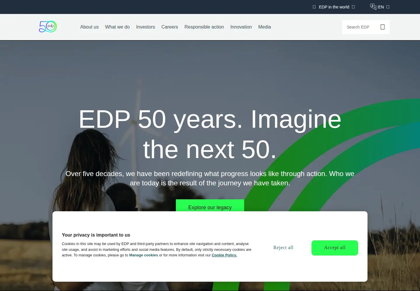 Screenshot of edp.com