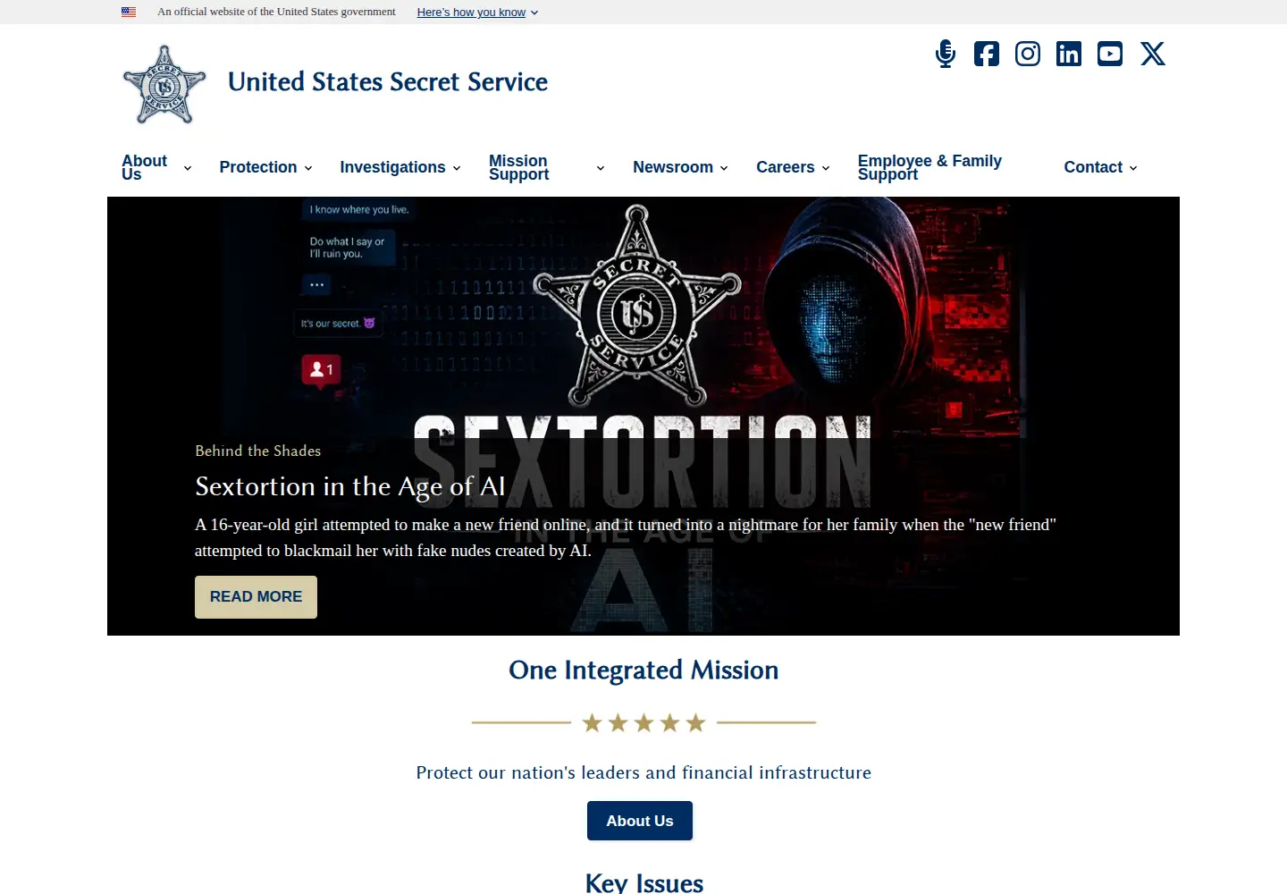 Screenshot of secretservice.gov