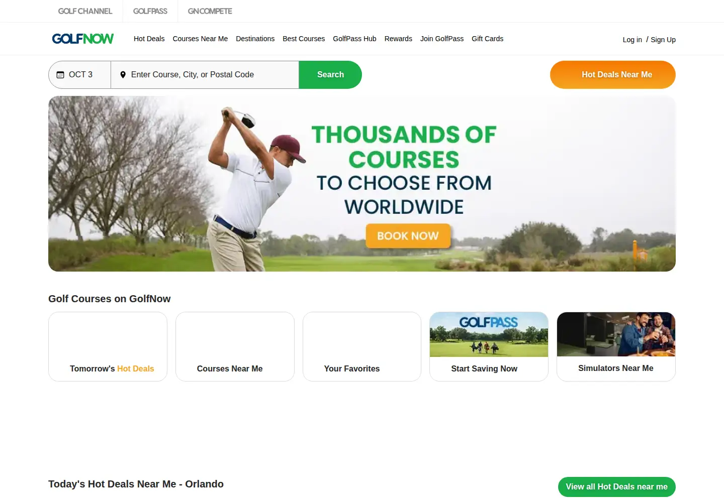 Screenshot of golfnow.com