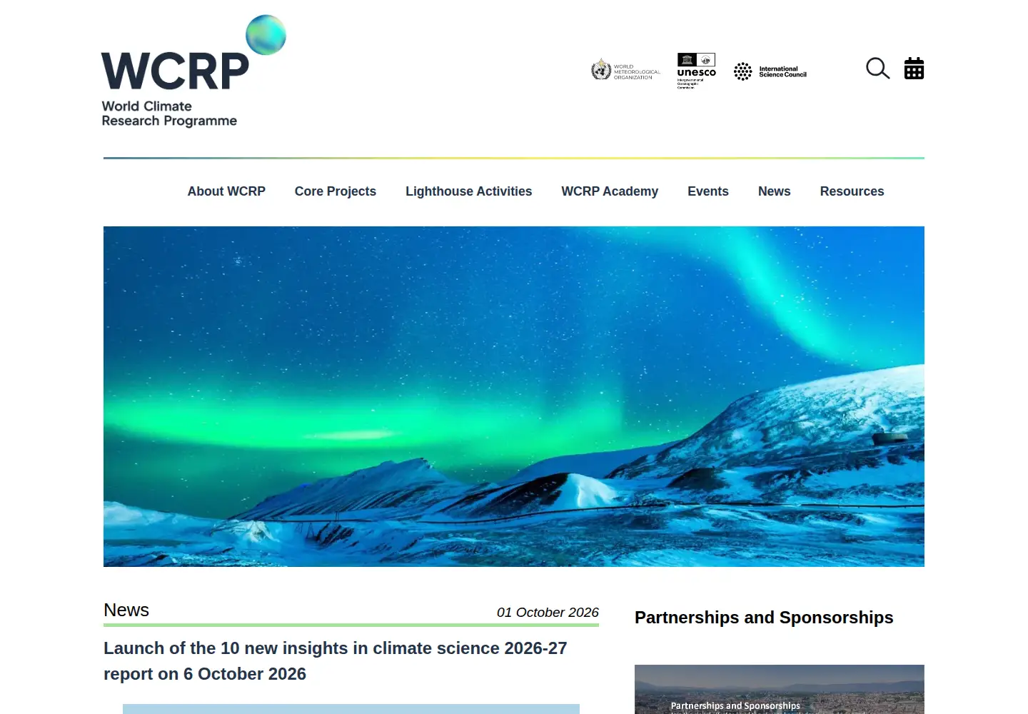 Screenshot of wcrp-climate.org