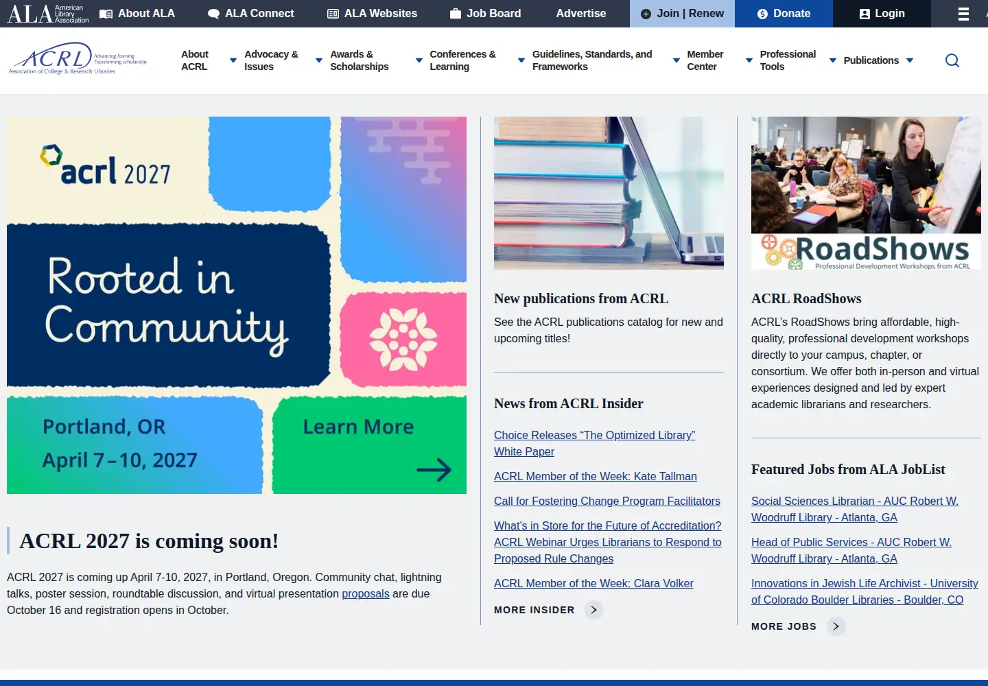 Screenshot of acrl.org