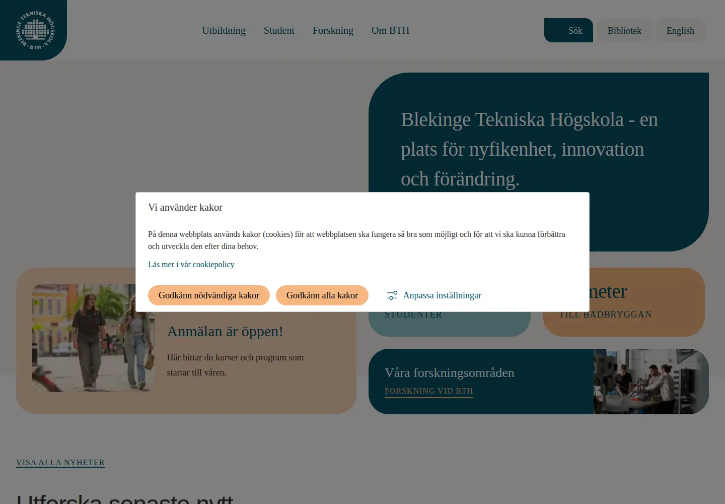 Screenshot of bth.se