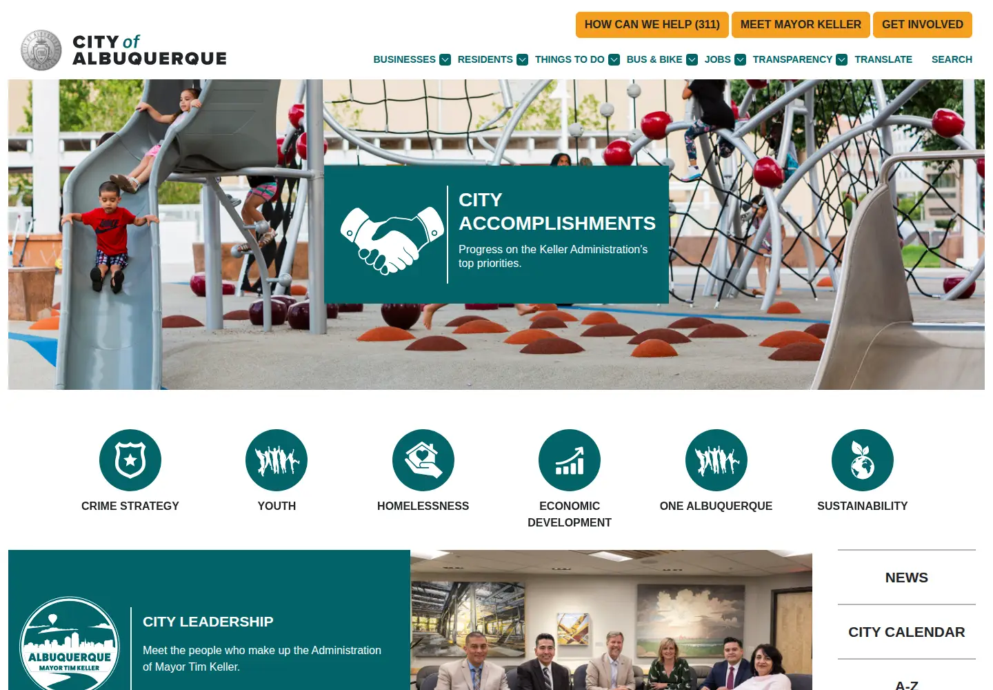 Screenshot of cabq.gov
