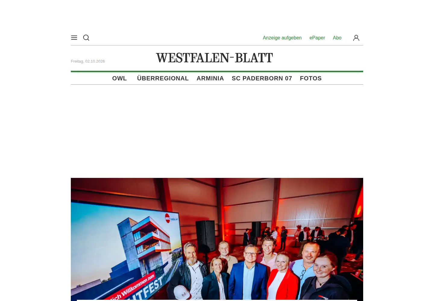 Screenshot of westfalen-blatt.de