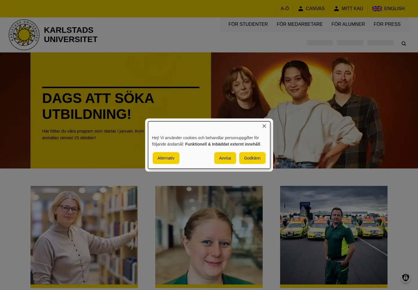 Screenshot of kau.se