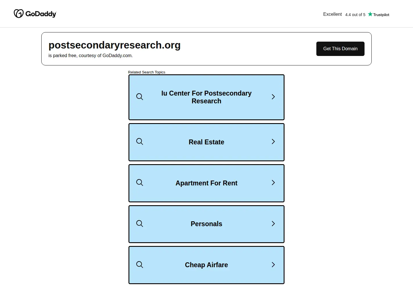 Screenshot of postsecondaryresearch.org