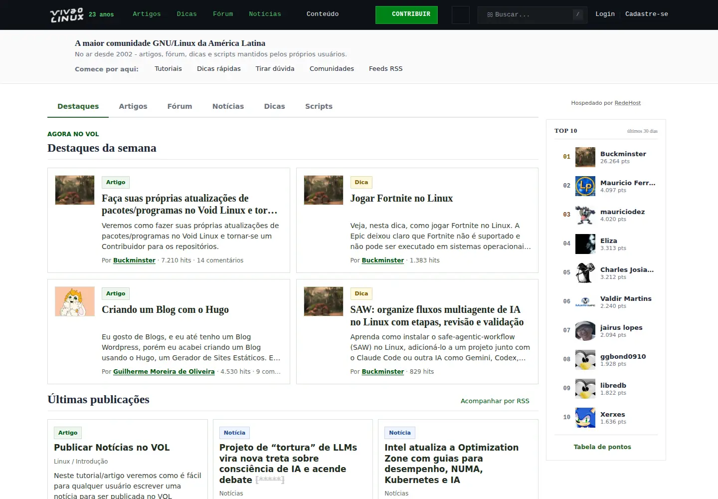 Screenshot of vivaolinux.com.br