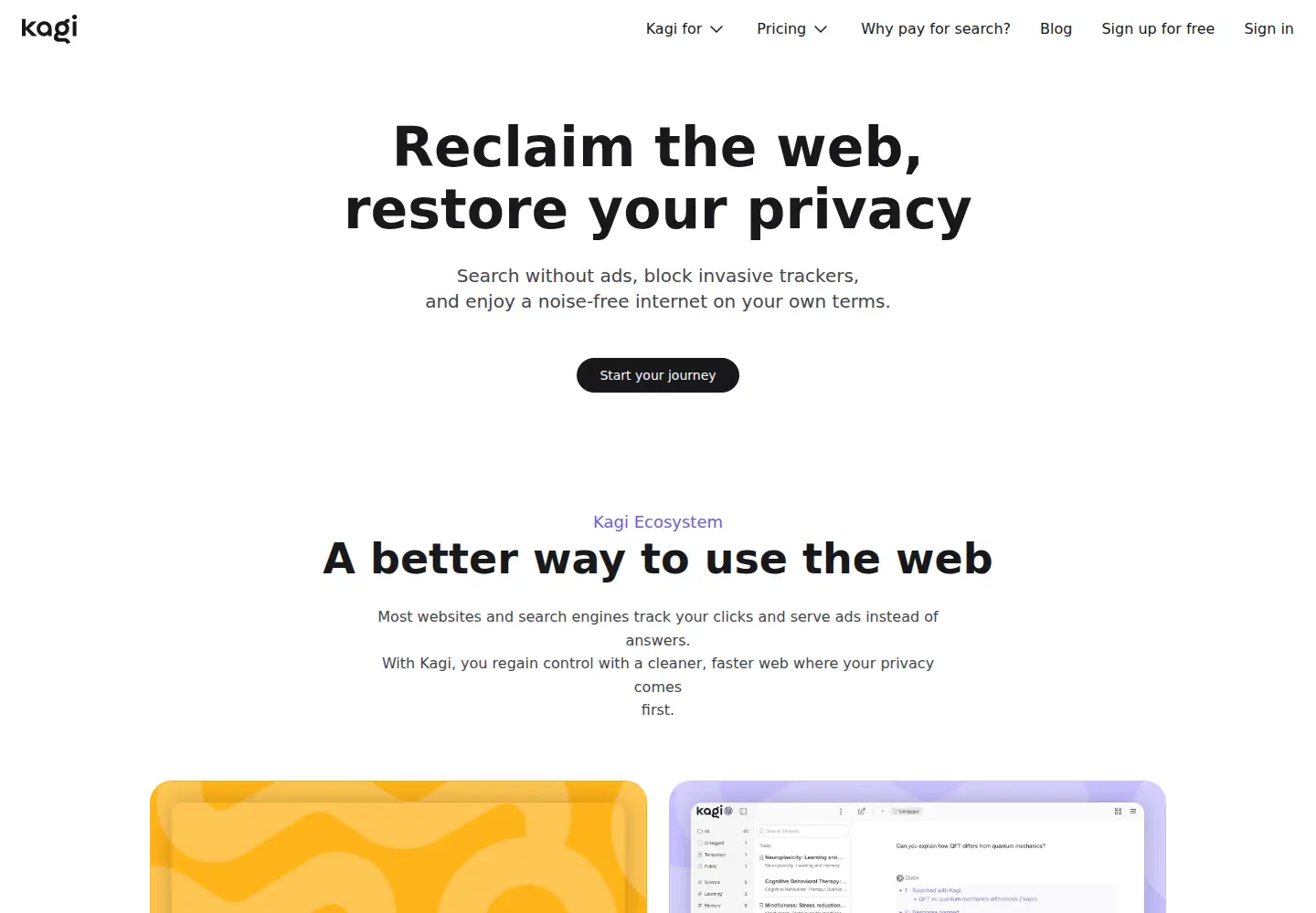 Screenshot of kagi.com