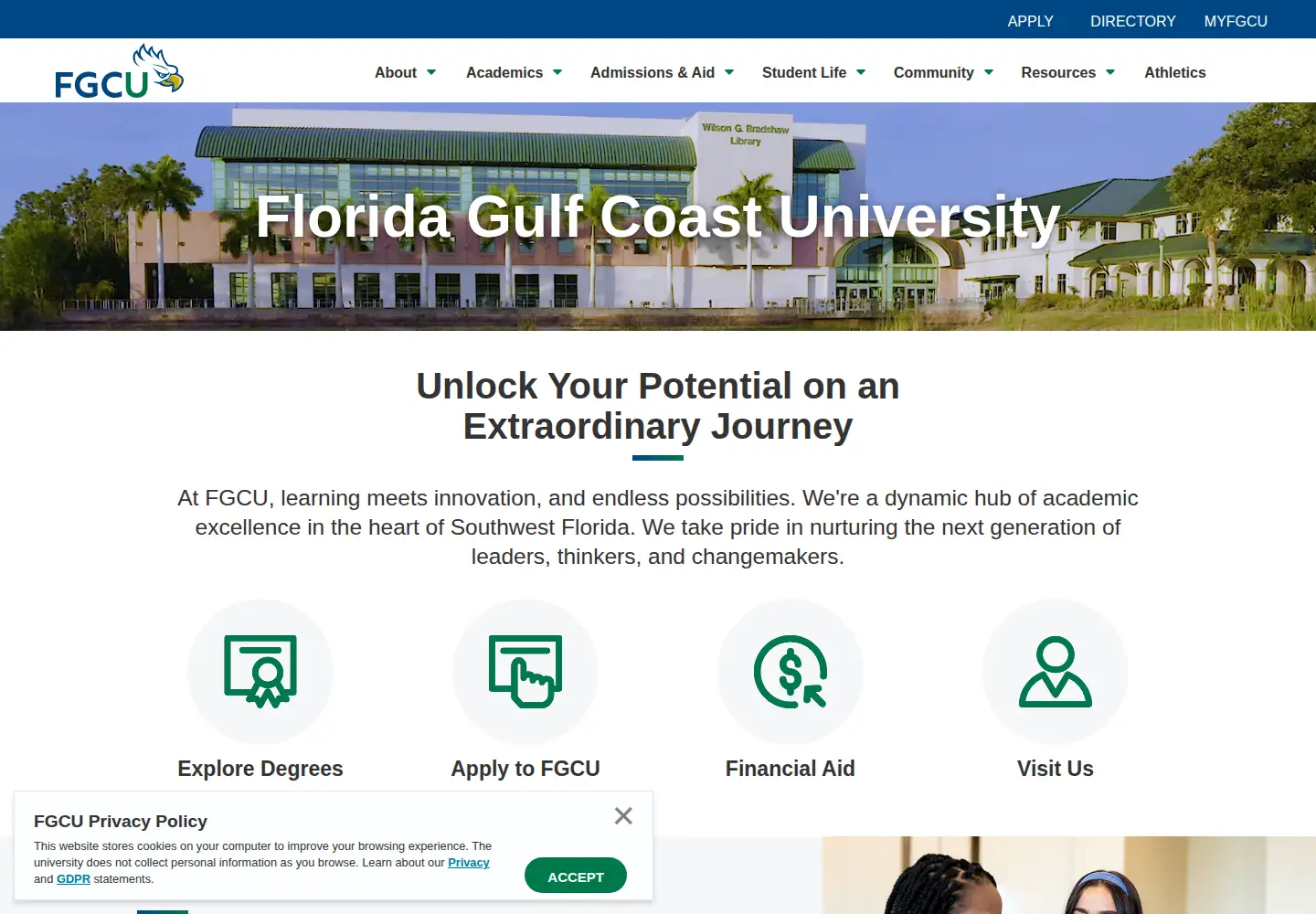 Screenshot of fgcu.edu