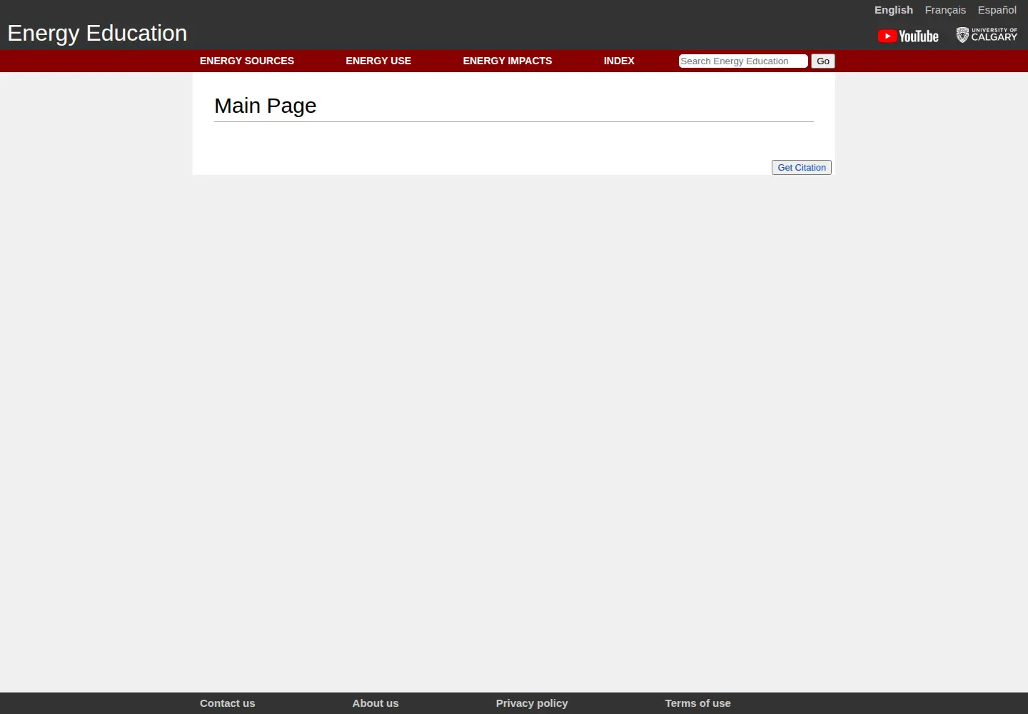 Screenshot of energyeducation.ca