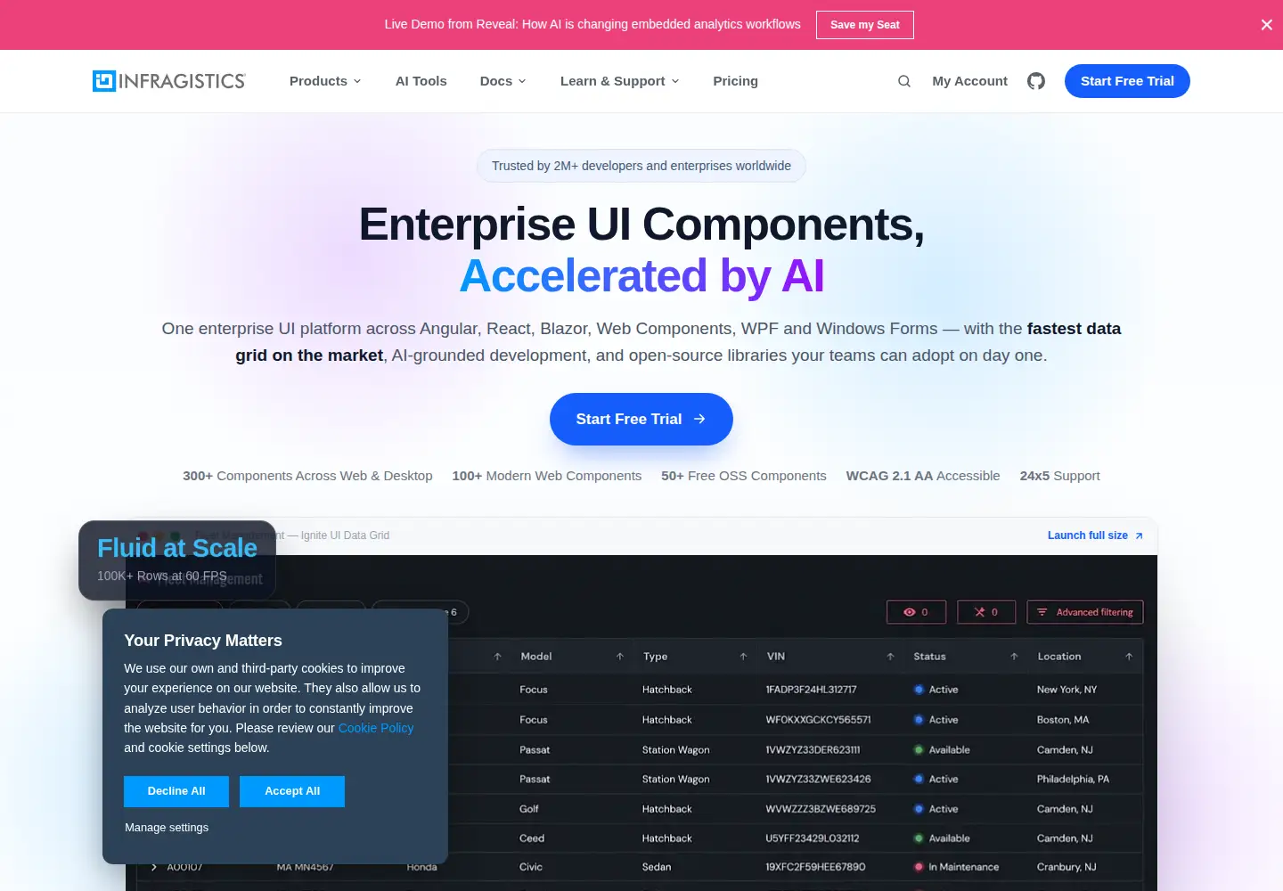 Screenshot of infragistics.com