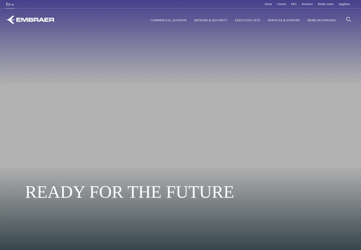 Screenshot of embraer.com