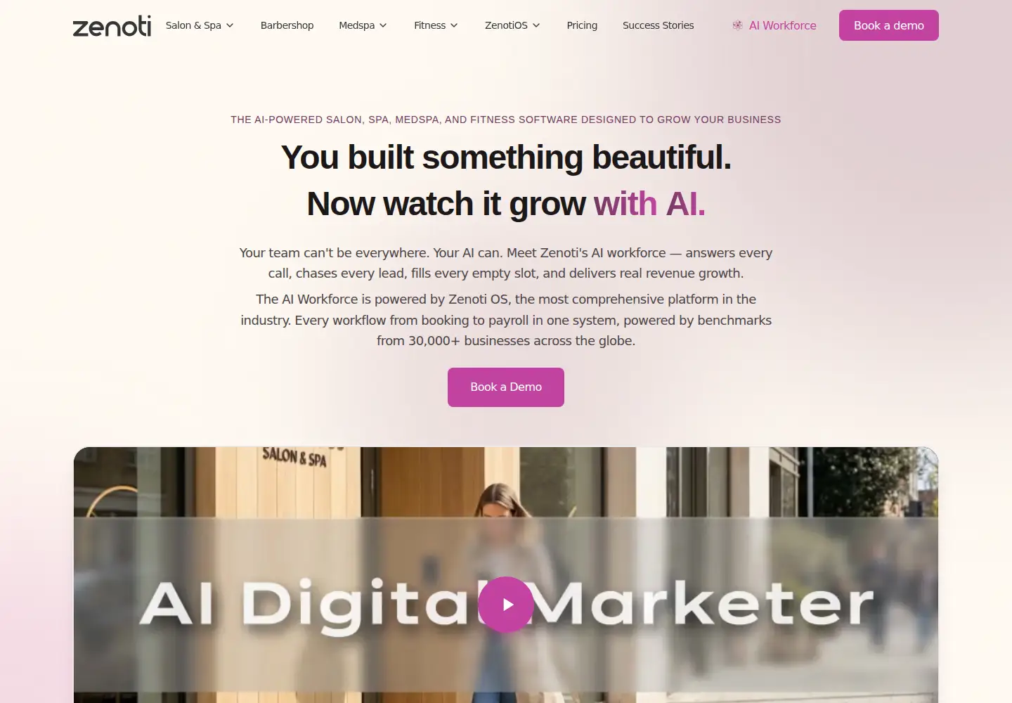 Screenshot of zenoti.com