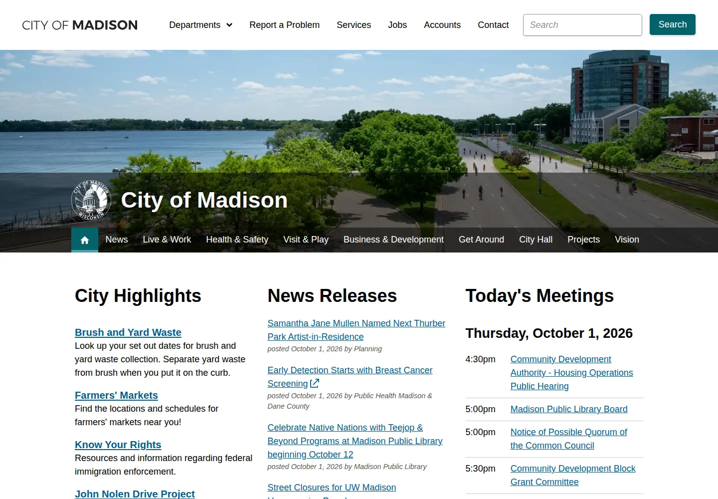 Screenshot of cityofmadison.com