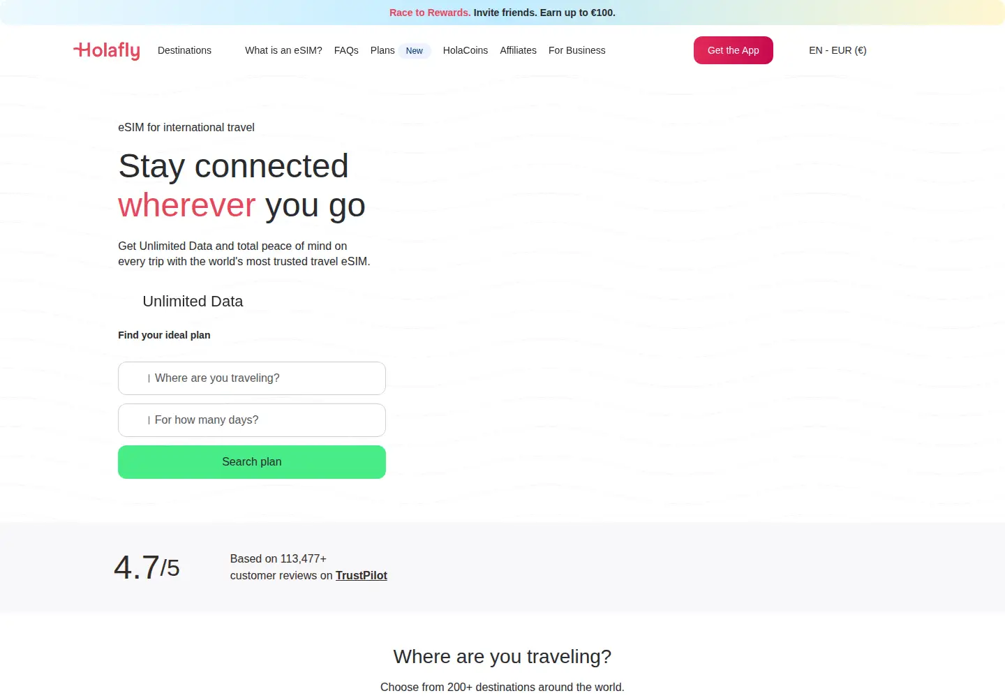Screenshot of holafly.com