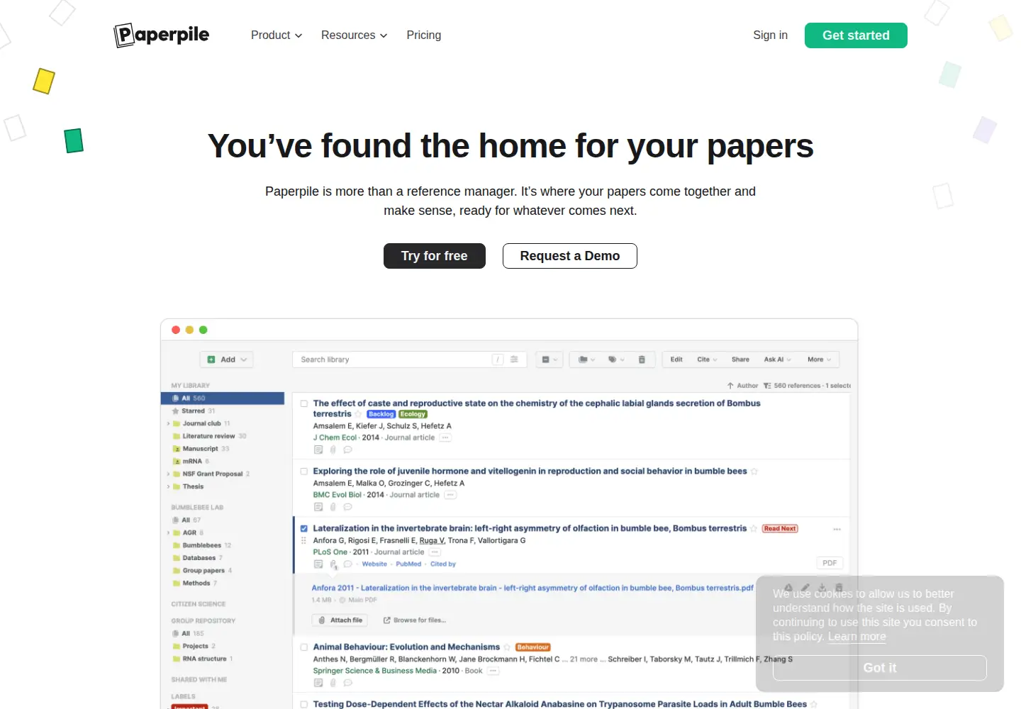 Screenshot of paperpile.com